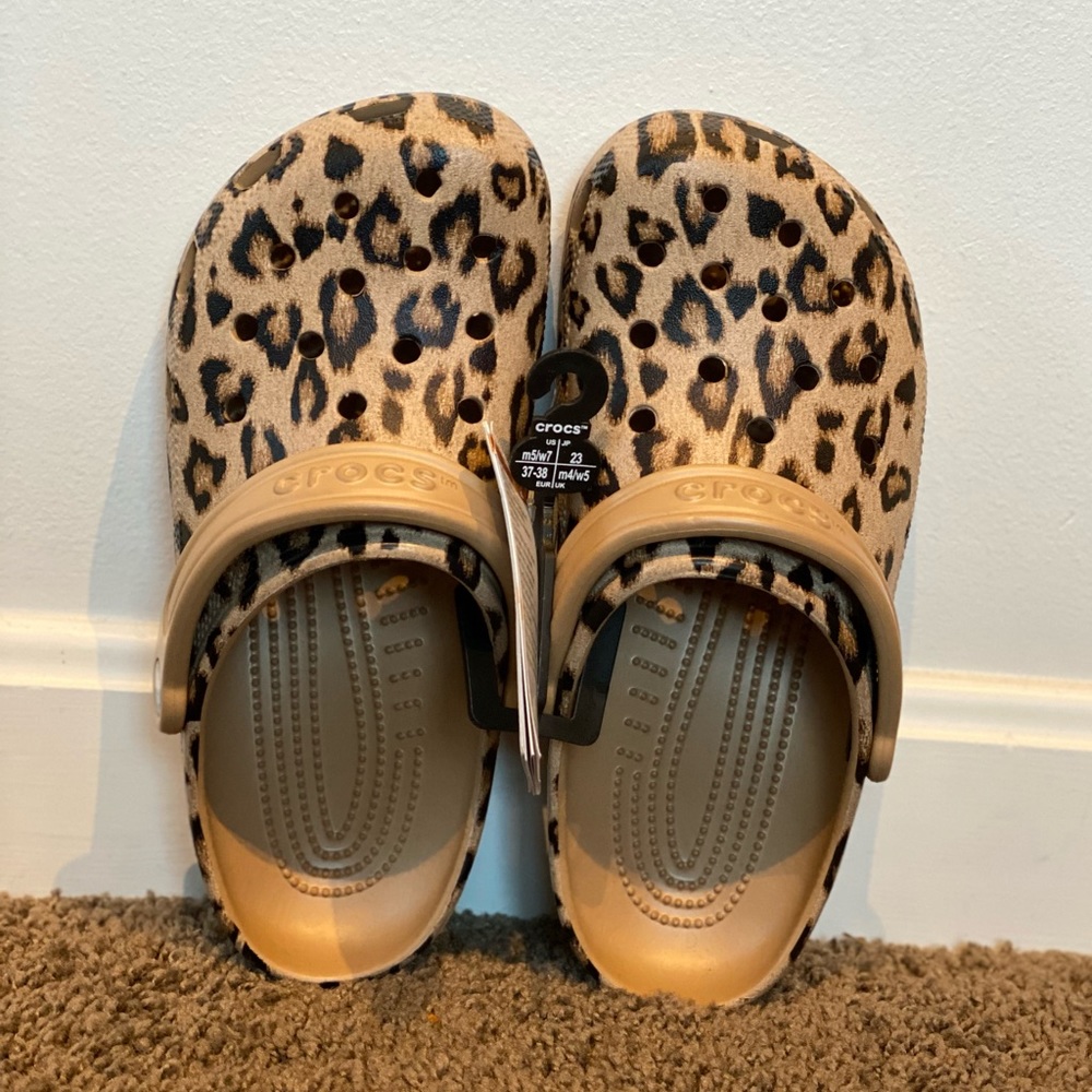 Leopard print crocs